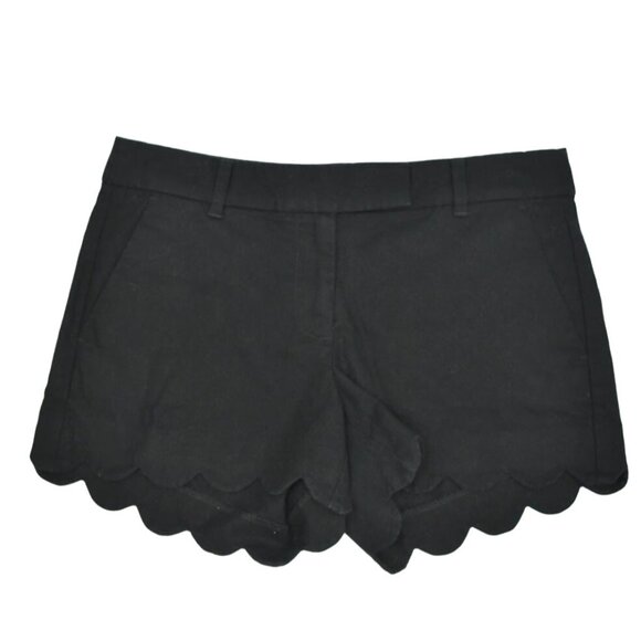 J Crew Linen Shorts Womens  Size 6 Scalloped Hem Black Shorts - Picture 1 of 6